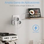 TESSAN Thief Enchufes Planos Modernos, Triple Multi Enchufe con 2 USB A, Regleta Multienchufe de Pared 5 en 1 3600W para Cocina, Hogar, Cargador Múltiple Compatible con Teléfono, Gris