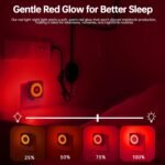 Luz LED con Sensor de Movimiento, 2 Piezas Luce Notturna Bambini da Presa, Modo Sensor o Siempre Encendido, Brillo Regulable, Certificación CE, Ideal para Dormitorio, Salón y Baño (Rojo)