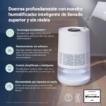Humidificador Inteligente BLUEAIR Premium para Habitaciones de hasta 46 m²: Depósito de 3,5 L Apto para Lavavajillas Mejor Descanso con Tecnología de Evaporación, Modo Auto y Noche.