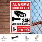 Póster Videovigilancia – Placa de Alarma – Aviso a Policía Adhesivo Material Aluminio – 20 x 30 cm – 2 Unidades