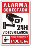 Póster Videovigilancia – Placa de Alarma – Aviso a Policía Adhesivo Material Aluminio – 20 x 30 cm – 2 Unidades