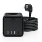 Tomas Regleta, Tomas 7 en 1 con USB de Pared 3 Tomas, con Cable Interruptor Regleta de 2 m con USB, Ideal para Sala de Estar Oficina Dormitorio