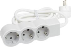 LEGRAND Regleta, Multibase con 3 Tomas de Corriente 2P+T, Cable 1,5 m, Blanco/Gris Claro 694549