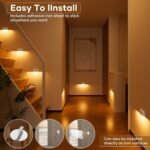 Luz Nocturna con Sensor de Movimiento, 4 Piezas Luz Nocturna Infantil Recargable con 3 Modos, Luz Nocturna LED para Escaleras, Pasillo, Baño, Cocina, Habitación Infantil, Color Blanco
