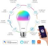 LVWIT Bombillas Inteligentes E27, Compatible con Alexa, Google Home Assistant y App Smart Life/Tuya, Bombilla Wi-Fi R50 12W 1521 Lm, Lámpara LED Regulable Equivalente a 100W – 4 Unidades