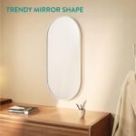 Navaris Espejo Ovalado – Espejo de Pared con Marco Plateado 75 x 38 cm – para Entrada, Pasillo, Baño, Salón, Tocador – Forma Ovalada – Marco de Aluminio Inoxidable