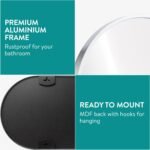 Navaris Espejo Ovalado – Espejo de Pared con Marco Plateado 75 x 38 cm – para Entrada, Pasillo, Baño, Salón, Tocador – Forma Ovalada – Marco de Aluminio Inoxidable