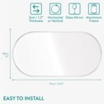 Navaris Espejo Ovalado – Espejo de Pared con Marco Plateado 75 x 38 cm – para Entrada, Pasillo, Baño, Salón, Tocador – Forma Ovalada – Marco de Aluminio Inoxidable