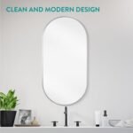 Navaris Espejo Ovalado – Espejo de Pared con Marco Plateado 75 x 38 cm – para Entrada, Pasillo, Baño, Salón, Tocador – Forma Ovalada – Marco de Aluminio Inoxidable