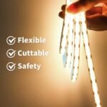 Tira LED COB USB 5V 2M, Blanco Cálido 3000K Regulable CRI93+ Ancho 8mm Luces LED Habitación Cinta LED Flexible para Fondos de TV Cocina Fiesta Decoración de Bricolaje
