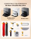 Yivy para Roborock S8 MaxV Ultra / S8 MAX Ultra, kit de accesorios de 30 piezas con 2 cepillos principales, 4+4 fregonas de repuesto, 4 filtros HEPA y 6 bolsas de polvo de carbón activado