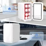 YASHE Mini refrigerador de 6 litros/8 latas 220-240 V CA/CC Nevera termoeléctrica portátil para dormitorio, cuidado de la piel, bebidas, oficina, dormitorio y automóvil, blanco