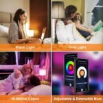 ANTELA Bombilla LED Inteligente WiFi E14 806lm, 16 Millones de Colores, Luz Fría Cálida 2700-6500K, Compatible con Alexa y Google Home, 15000 Horas, 2uds
