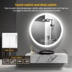 Espejo de Baño LED Bluetooth 60 x 60 cm, Espejo de Baño Redondo Antivaho, Espejos de Baño con LED y Memoria, Espejos de Baño con Luz con Interruptor Táctil, Regulable, 3 Colores