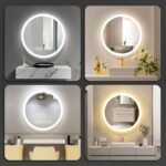 Espejo de Baño LED Bluetooth 60 x 60 cm, Espejo de Baño Redondo Antivaho, Espejos de Baño con LED y Memoria, Espejos de Baño con Luz con Interruptor Táctil, Regulable, 3 Colores