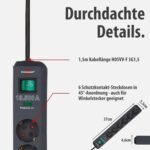 Brennenstuhl Eco-Line regleta con 6 tomas y protección contra sobretensiones (cable de 1,5 m, interruptor iluminado, protección contra sobretensiones hasta 13.500 A) antracita