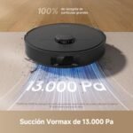 DREAME D20 Robot Aspirador, Succión 13.000 Pa, Doble Cepillo para Pelos de Mascotas, Navegación LDS, Aspiración y Fregado 2 en 1, Suelos y Alfombras, Negro