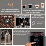 Krups Essential Cafetera, Molinillo de granos, Cafetera espresso, Pantalla LCD, Limpieza automática, Boquilla de vapor para capuchino negro YY8135FD