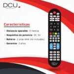 DCU TECNOLÓGICO | Control remoto universal | Mando a distancia para televisores LCD/LED | Botón para Netflix y Youtube | Negro