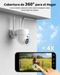 Cámara de Vigilancia Exterior 4G LTE Grabación 24/7 con Tarjeta SIM, Cámara PTZ de 360° con Detección Humana AI y Visión Nocturna Colorida, Audio Bidireccional, IP66 a Prueba de Agua
