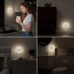 Feliigo Luz Nocturna con Sensor de Movimiento, 2 Piezas Luz Nocturna Infantil Enchufe Regulable con 3 Modos, Brillo Regulable para Habitación Infantil, Baño, Pasillo, Cocina, Escaleras