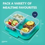 Sistema NEST IT Recipientes para preparación de comidas | 1,9 litros | Recipientes herméticos para almacenamiento de alimentos con compartimentos y tapas | Sin BPA | Verde | Paquete de 5