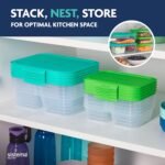 Sistema NEST IT Recipientes para preparación de comidas | 1,9 litros | Recipientes herméticos para almacenamiento de alimentos con compartimentos y tapas | Sin BPA | Verde | Paquete de 5