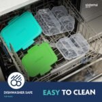 Sistema NEST IT Recipientes para preparación de comidas | 1,9 litros | Recipientes herméticos para almacenamiento de alimentos con compartimentos y tapas | Sin BPA | Verde | Paquete de 5