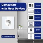 BSEED Enchufe de Pared con Vidrio, Enchufes Empotrables Estándar, Enchufe Simple Schuko 16A 250V, Toma de Corriente para Cocina, Dormitorio, Oficina, Hotel, Serie M, 1 Enchufe, 86 mm Blanco