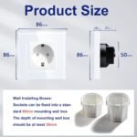 BSEED Enchufe de Pared con Vidrio, Enchufes Empotrables Estándar, Enchufe Simple Schuko 16A 250V, Toma de Corriente para Cocina, Dormitorio, Oficina, Hotel, Serie M, 1 Enchufe, 86 mm Blanco