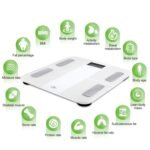 Uten Báscula de Baño con Carga USB, Báscula de Grasa Corporal Inteligente Bluetooth con Analizador Corporal para Medición de Peso Corporal, Grasa Corporal, etc, 28st/180 kg, Blanco