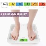 Uten Báscula de Baño con Carga USB, Báscula de Grasa Corporal Inteligente Bluetooth con Analizador Corporal para Medición de Peso Corporal, Grasa Corporal, etc, 28st/180 kg, Blanco