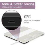 Uten Báscula de Baño con Carga USB, Báscula de Grasa Corporal Inteligente Bluetooth con Analizador Corporal para Medición de Peso Corporal, Grasa Corporal, etc, 28st/180 kg, Blanco