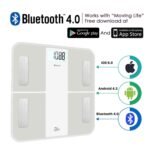 Uten Báscula de Baño con Carga USB, Báscula de Grasa Corporal Inteligente Bluetooth con Analizador Corporal para Medición de Peso Corporal, Grasa Corporal, etc, 28st/180 kg, Blanco