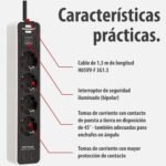 Brennenstuhl Ecolor Regleta de enchufes de 4 vías con enchufe USB (Regleta con 2x USB C, interruptor y cable de 1,5m) blanco/negro