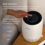 Purificador de aire Bosch Air 1000 – Elimina contaminantes, incluye filtro de aire y modo silencioso (< 25 dB(A)) – para superficies de hasta 23 m² – con modo automático – CADR: 100 m³/h