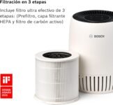 Purificador de aire Bosch Air 1000 – Elimina contaminantes, incluye filtro de aire y modo silencioso (< 25 dB(A)) – para superficies de hasta 23 m² – con modo automático – CADR: 100 m³/h