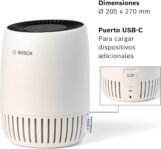 Purificador de aire Bosch Air 1000 – Elimina contaminantes, incluye filtro de aire y modo silencioso (< 25 dB(A)) – para superficies de hasta 23 m² – con modo automático – CADR: 100 m³/h