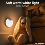 Brendz Luz Nocturna Redonda, Luz LED con Sensor de Movimiento, Recargable por USB-C, Magnética, 4 Piezas, Blanco Cálido 3000K, Regulable, Lampada Inalámbrica para Armario, Luz Nocturna