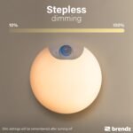 Brendz Luz Nocturna Redonda, Luz LED con Sensor de Movimiento, Recargable por USB-C, Magnética, 4 Piezas, Blanco Cálido 3000K, Regulable, Lampada Inalámbrica para Armario, Luz Nocturna