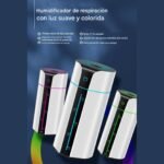 Humidificadores para Dormitorio y Bebés, Purificador de Aire Silencioso con USB y Nebulizador | Humidificador inteligente con luz de 7 colores para dormitorio, baño, coche de viaje