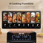 Freidora de Aire Doble Zona con Ventana Display, Freidora sin Aceite de 8 L (4L + 4L) con 8 Programas, Pantalla Táctil LED, Temporizador, Cestas Antiadherentes, 1700W, Negra