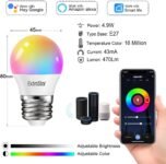 EXTRASTAR Bombilla LED Inteligente Alexa E27, 4,9W, 470lm, Regulable Multicolor + Luz Cálida o Blanca, 16 Millones de Colores, Funciona con Alexa y Google Home, 1 Pz