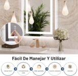 WEER Espejo de Baño con Luces LED, Espejo de Tocador de Pared 50 x 70 cm, 3 Colores Regulables, Panel Antivaho Retroiluminado, Vidrio Templado HD IP44, Vertical u Horizontal