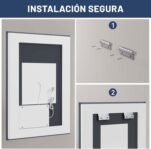 WEER Espejo de Baño con Luces LED, Espejo de Tocador de Pared 50 x 70 cm, 3 Colores Regulables, Panel Antivaho Retroiluminado, Vidrio Templado HD IP44, Vertical u Horizontal
