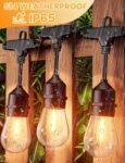 Svater – Guirnalda de luces LED para exterior, 38 m, S14, E27, resistente al agua, IP65, resistente al agua, para jardín, Navidad, boda, tienda, blanco cálido, 2700 K
