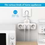 JSVER Regleta Enchufe con 4 Tomas y 4 Puertos USB (2 USB A, 2 USB C) – Regleta 3680W 16A para Hogar, Oficina y Viajes – Blanco