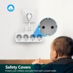 JSVER Regleta Enchufe con 4 Tomas y 4 Puertos USB (2 USB A, 2 USB C) – Regleta 3680W 16A para Hogar, Oficina y Viajes – Blanco