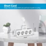 JSVER Regleta Enchufe con 4 Tomas y 4 Puertos USB (2 USB A, 2 USB C) – Regleta 3680W 16A para Hogar, Oficina y Viajes – Blanco