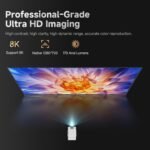 Proyector Portátil 4K-8K 2026, Proyector para Android 14 WiFi 6 y Bluetooth 5.4, Hardware de Corrección Trapezoidal, Proyección 40-120», Home Cinema y Gaming (Aplicaciones integradas)